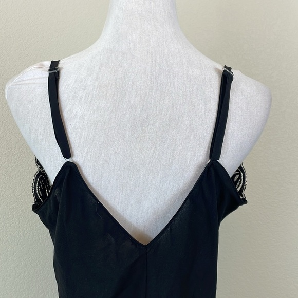 Oscar de la Renta pink label black lace floral embroidered lingerie dress size L - Picture 3 of 8